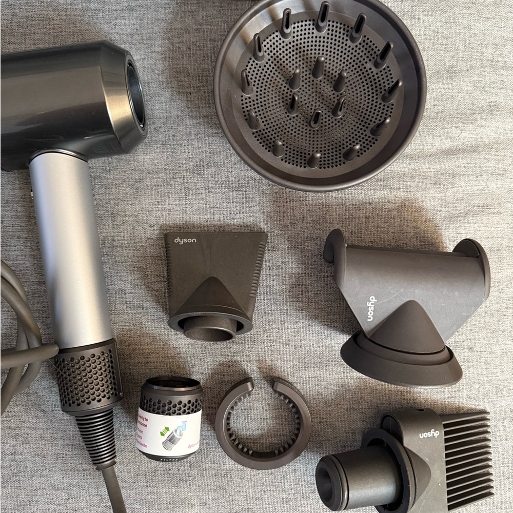 Professional Dyson Silver Hair Dryer with Attachments
